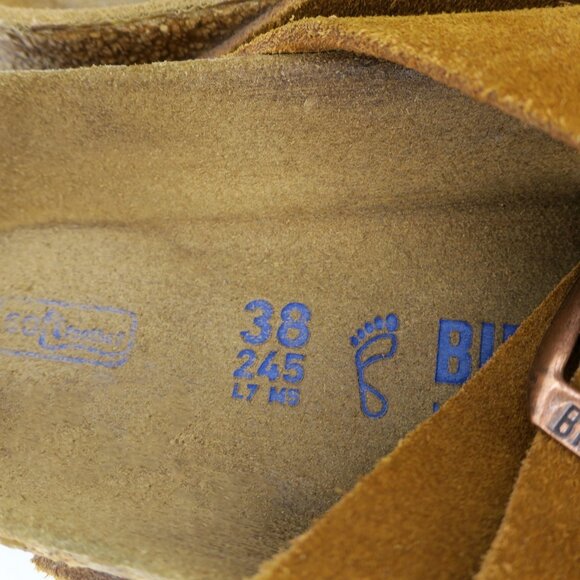 Birkenstock Suede Leather Arizona Mink Double Strap Sandals Soft Footbed 38 L7 - Picture 3 of 5